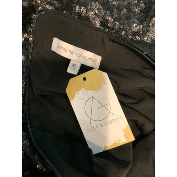 Dress Population Black Micro Sequin Mini Dress, Size XL - Picture 5 of 5